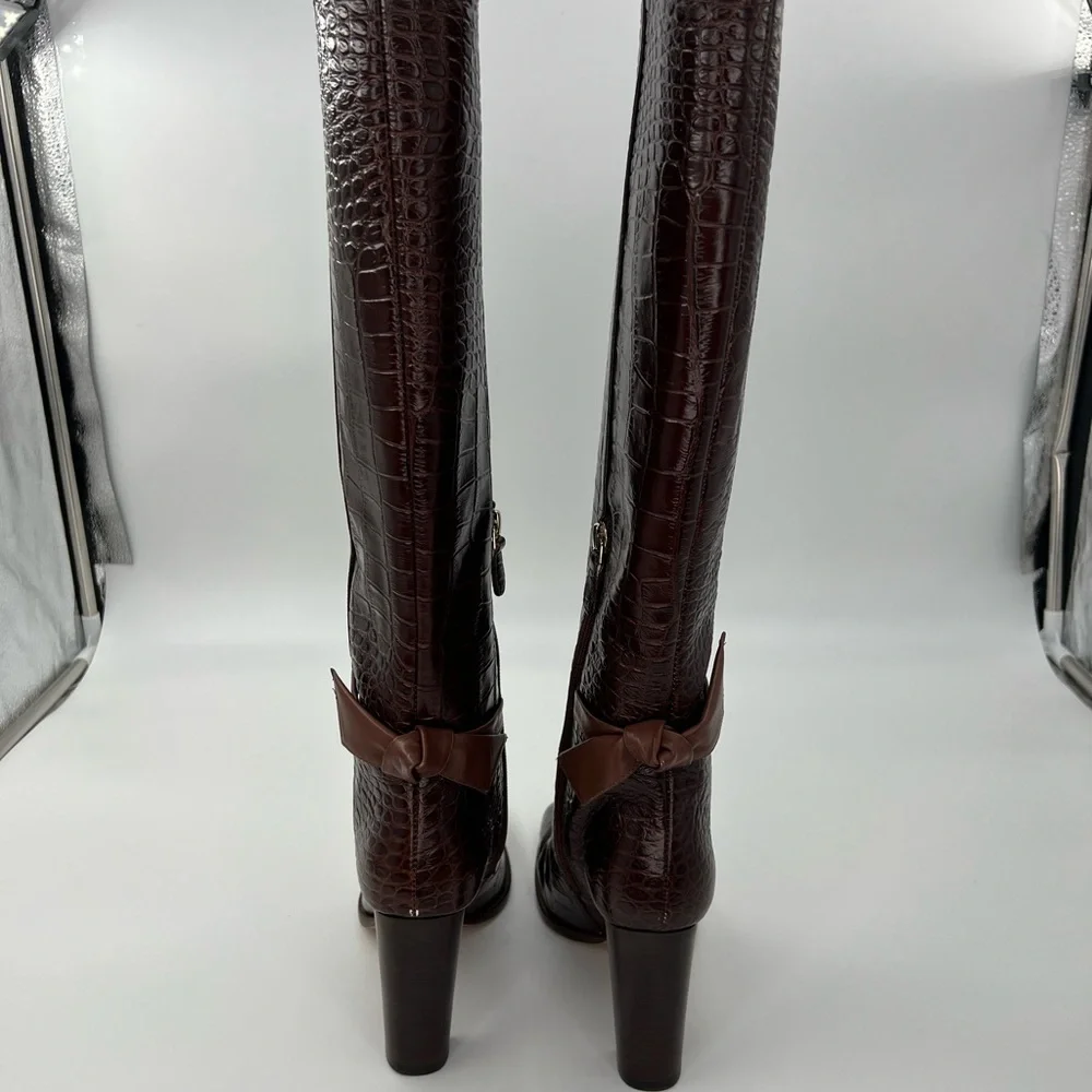 Square Clarita Croc-Embossed Leather Boots Women’s Sizes EU: 36 US: 6 MSRP: $795